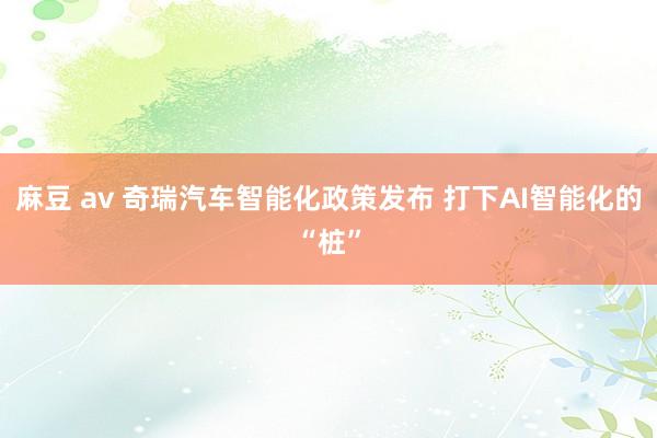 麻豆 av 奇瑞汽车智能化政策发布 打下AI智能化的“桩”