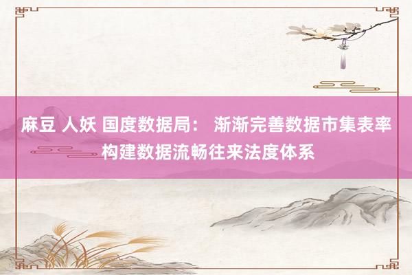 麻豆 人妖 国度数据局： 渐渐完善数据市集表率 构建数据流畅往来法度体系
