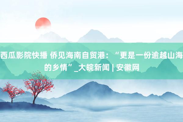 西瓜影院快播 侨见海南自贸港：“更是一份逾越山海的乡情”_大皖新闻 | 安徽网