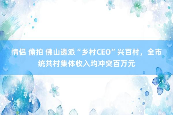 情侣 偷拍 佛山遴派“乡村CEO”兴百村，全市统共村集体收入均冲突百万元