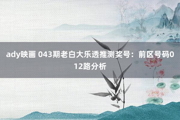 ady映画 043期老白大乐透推测奖号：前区号码012路分析